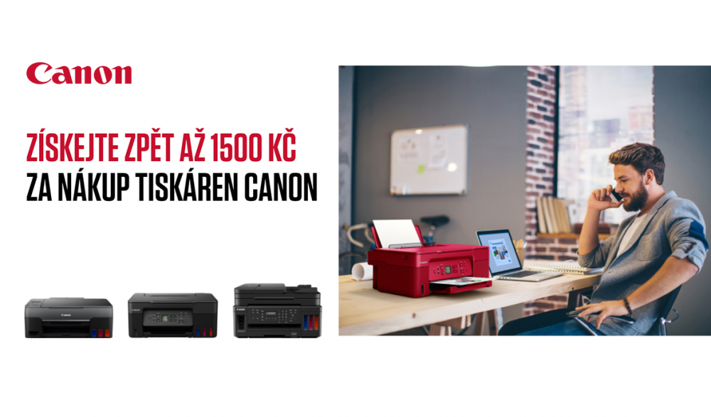 Cashback až 1 500 Kč na tiskárny Canon